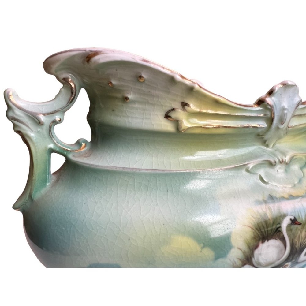 💕 SOLD 💕 ROYAL BRUXONIA Double-Handled Early 1900s ANTIQUE Swan Vase Austria - Picture 13 of 14